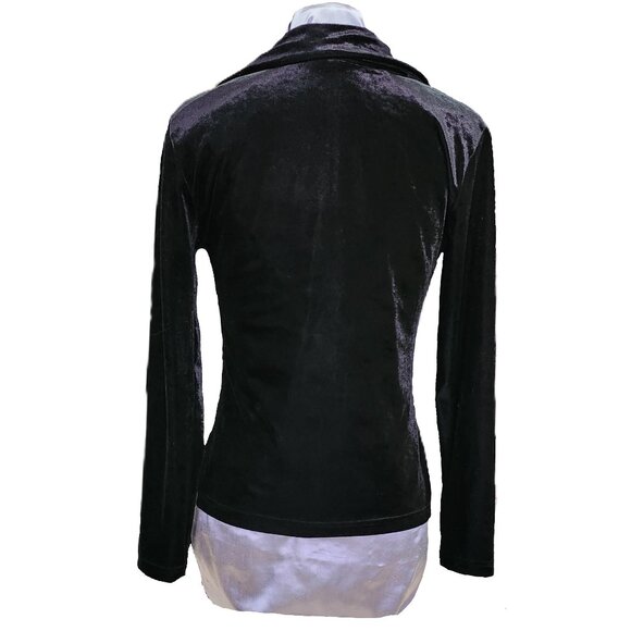 Vintage Black Stretch Velvet Blouse - Picture 2 of 6